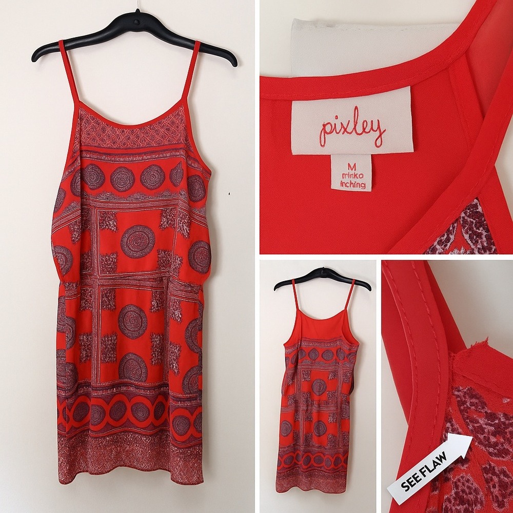 Pixley Mini Sundress Sz M Spaghetti Strap‎ Lined Bohemian Festival READ